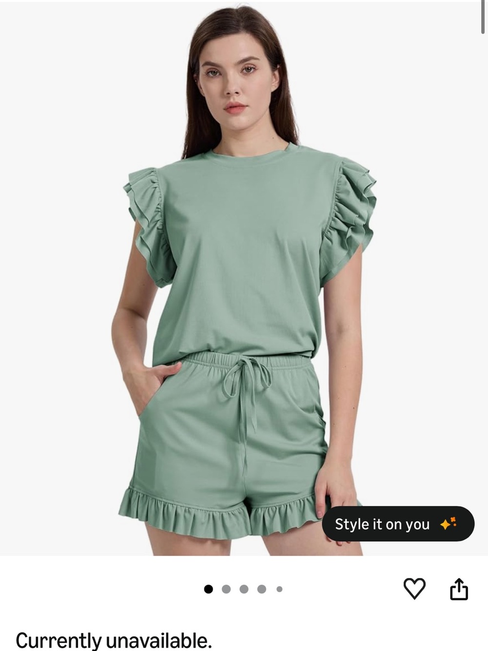Ruffled Sleeve Knit Top in Sage Green